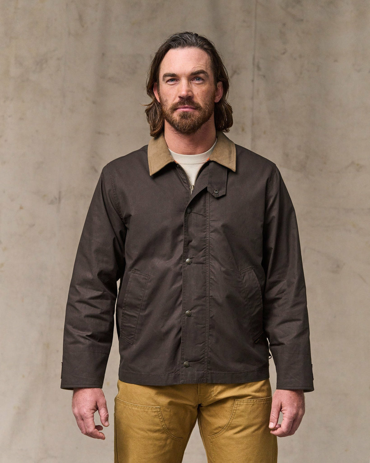 Men Filson Dry Wax Short Field Jacket - Dark Brown