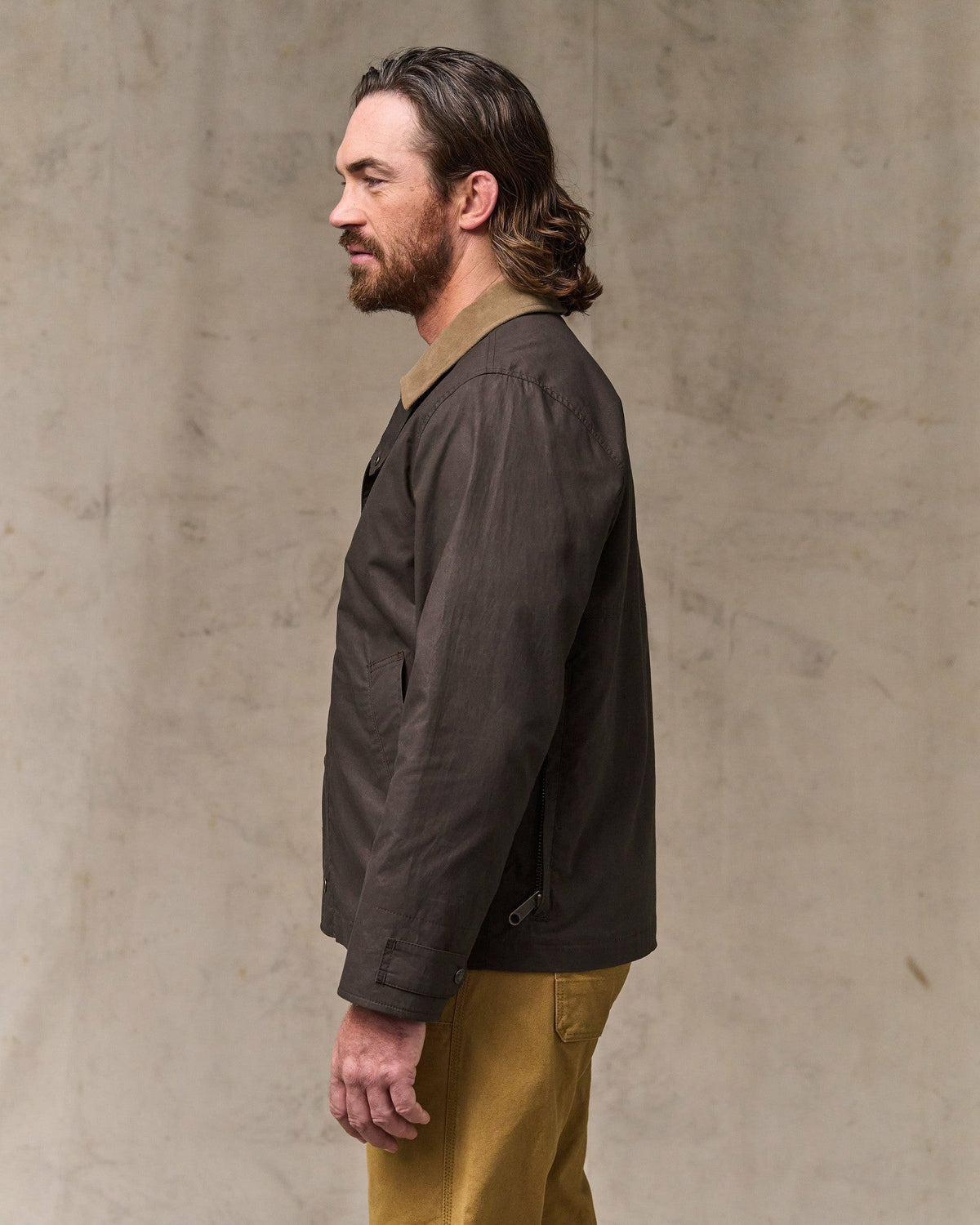 Men Filson Dry Wax Short Field Jacket - Dark Brown