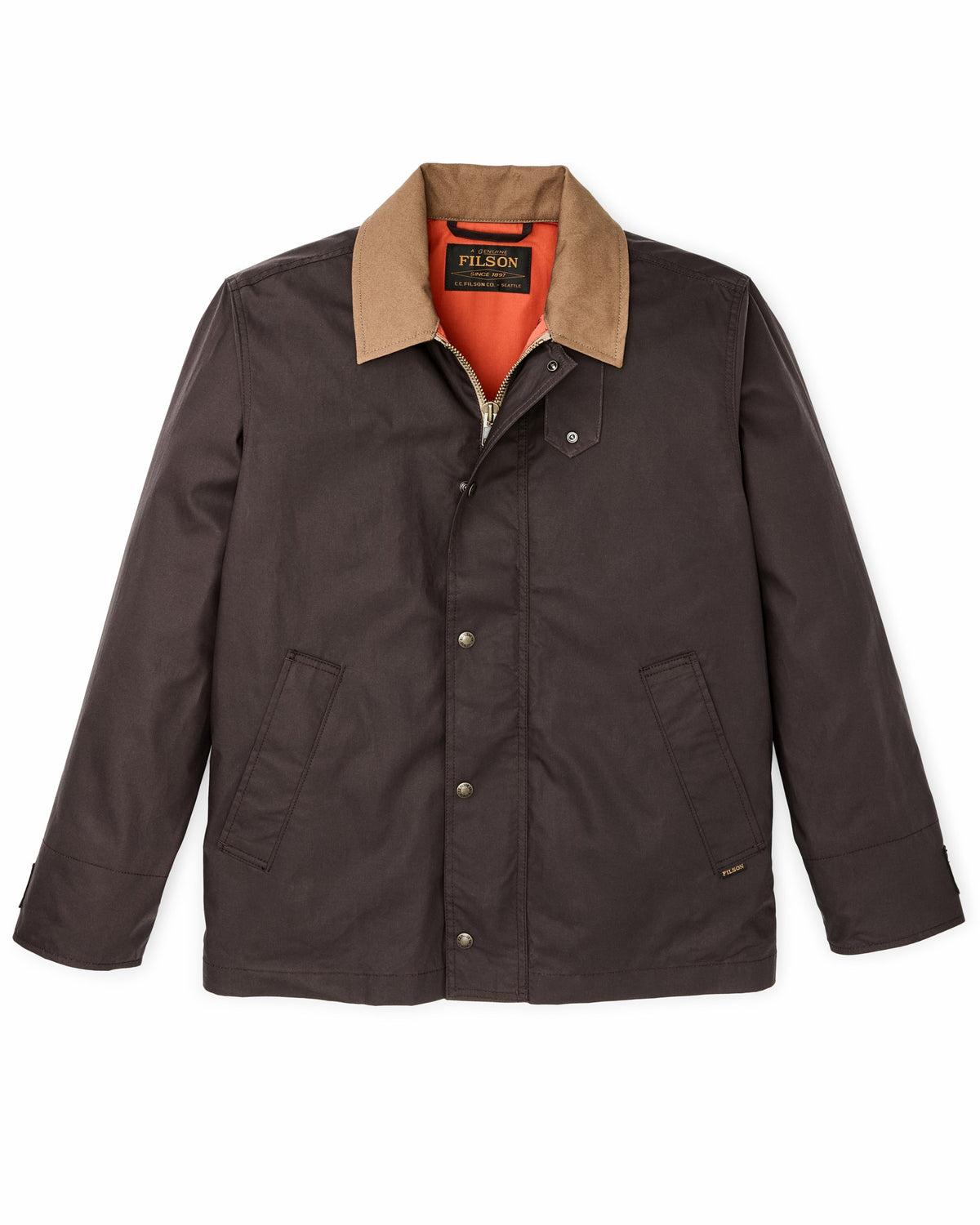 Men Filson Dry Wax Short Field Jacket - Dark Brown