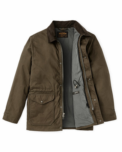 Men Filson Dry Wax Mile Marker Coat - Burnt Olive