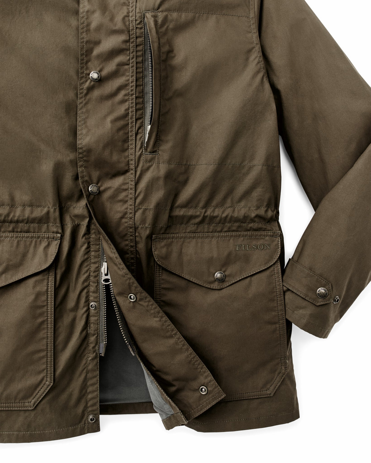 Men Filson Dry Wax Mile Marker Coat - Burnt Olive