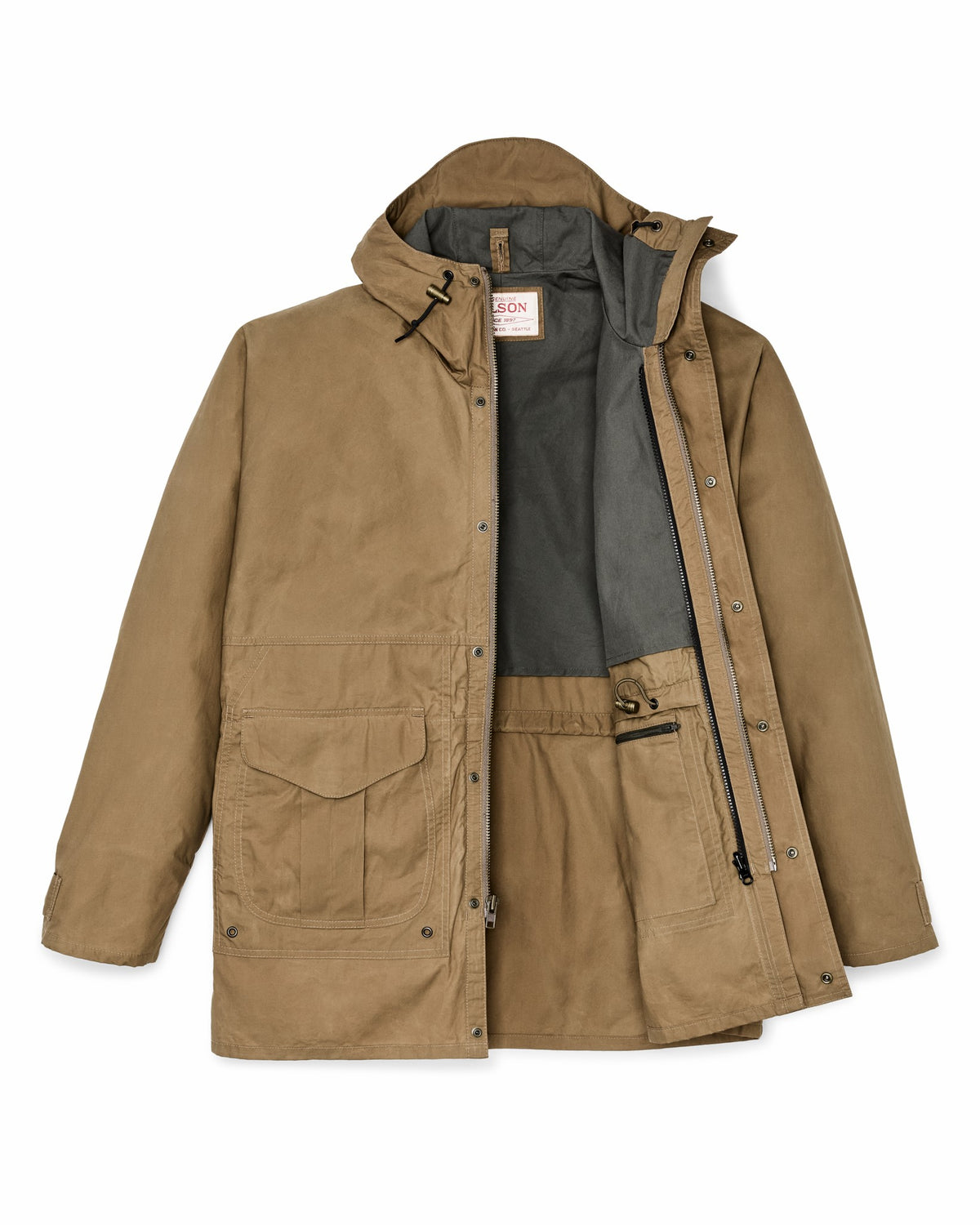 Men Filson Dry Wax Omak Coat - Dark Beige