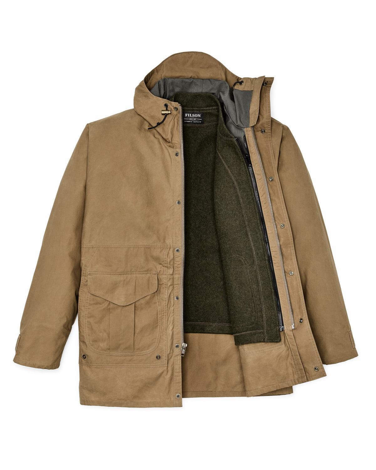 Men Filson Dry Wax Omak Coat - Dark Beige