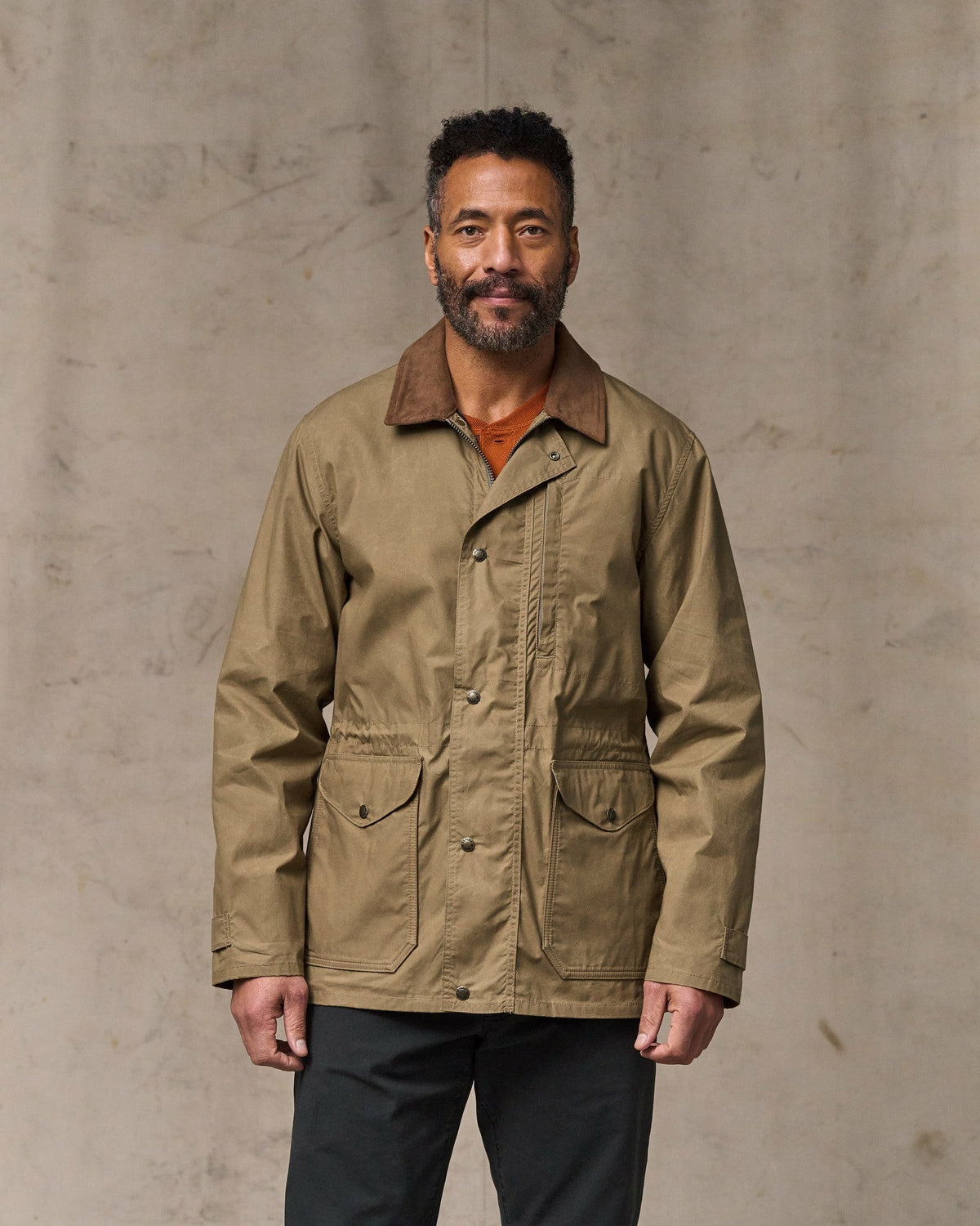Men Filson Dry Wax Mile Marker Coat - Dark Beige