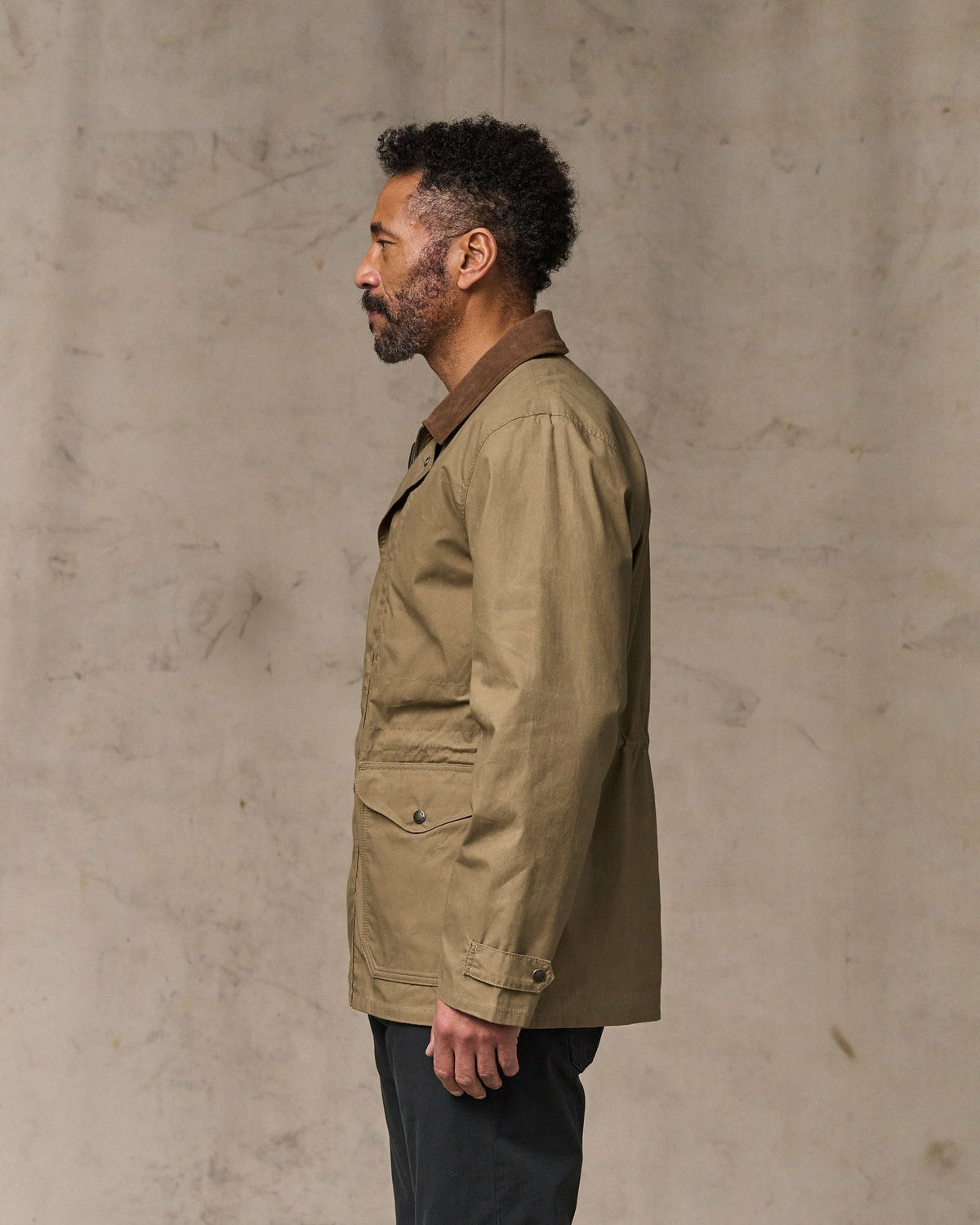Men Filson Dry Wax Mile Marker Coat - Dark Beige