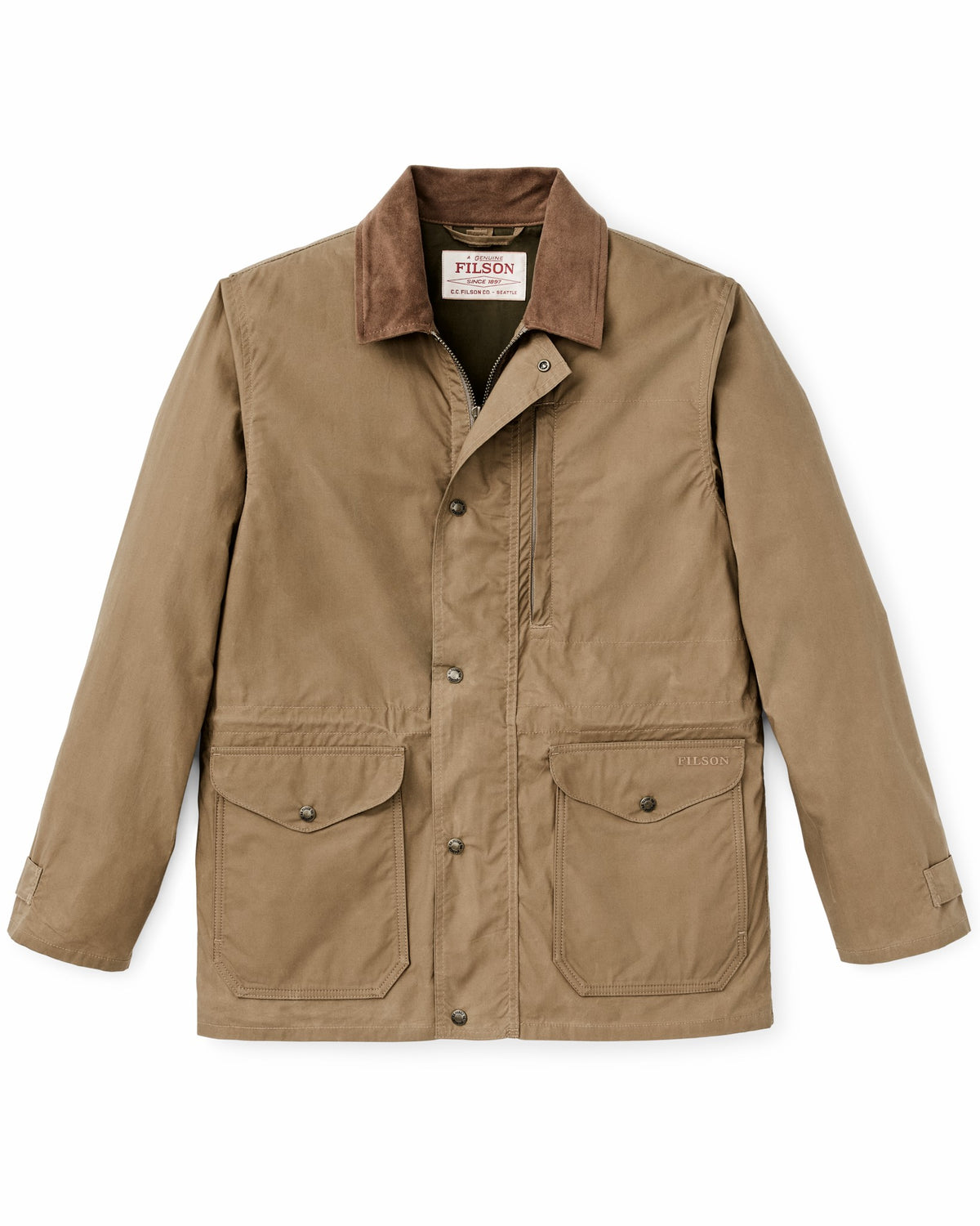 Men Filson Dry Wax Mile Marker Coat - Dark Beige