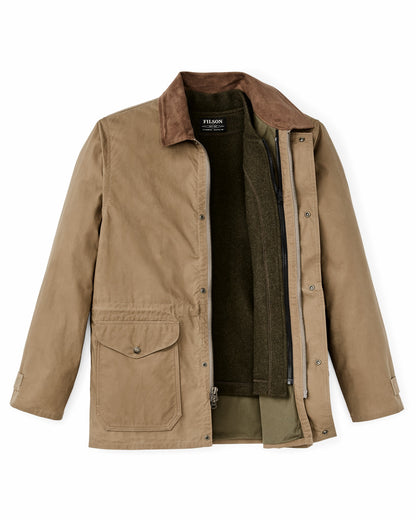 Men Filson Dry Wax Mile Marker Coat - Dark Beige