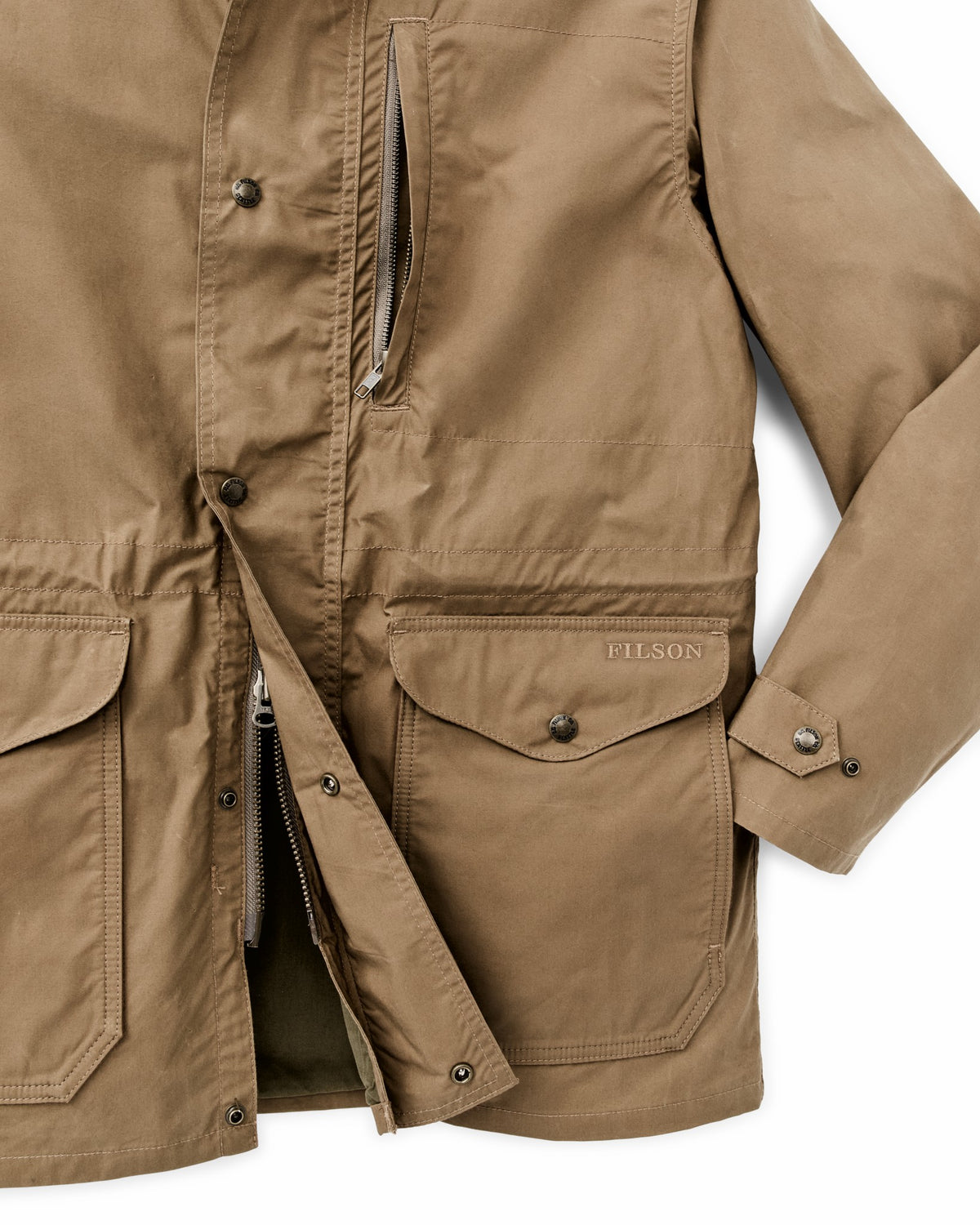 Men Filson Dry Wax Mile Marker Coat - Dark Beige