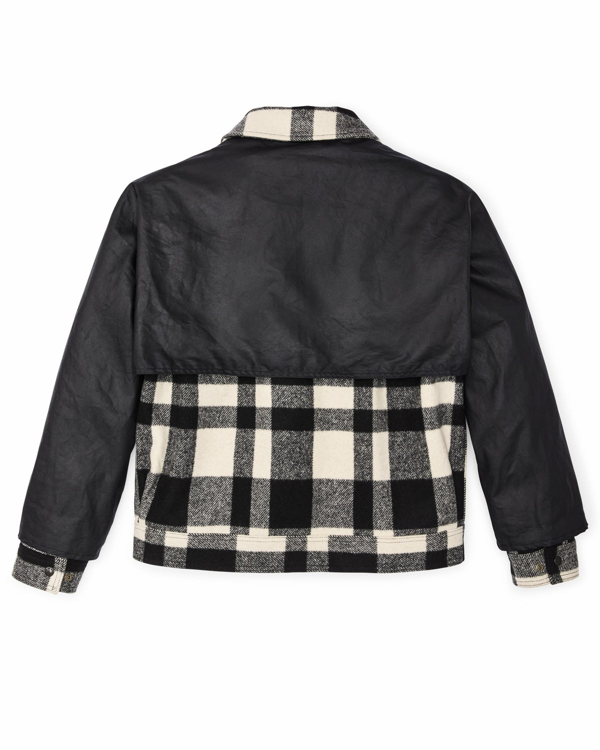 Men Filson Mackinaw Wool Caped Jacket - Natural Black Plaid / Navy
