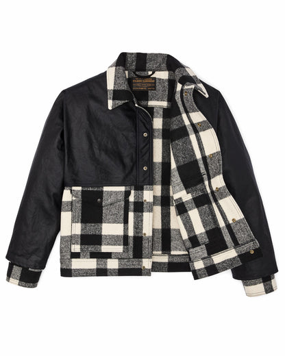 Men Filson Mackinaw Wool Caped Jacket - Natural Black Plaid / Navy