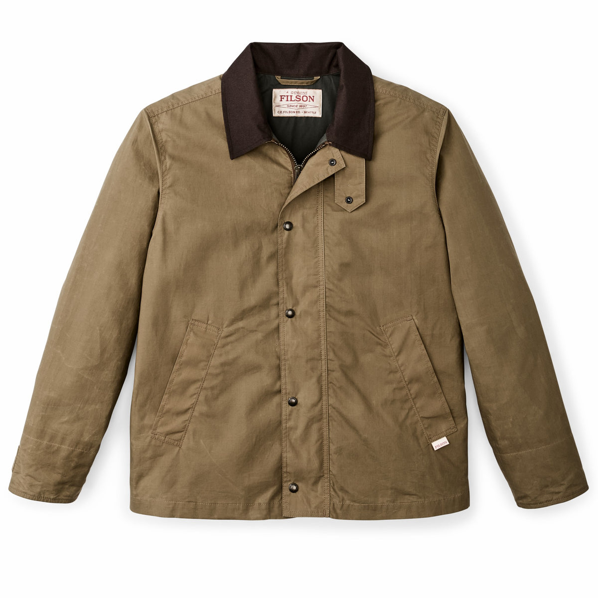 Men Filson Dry Wax Short Field Jacket - Dark Beige