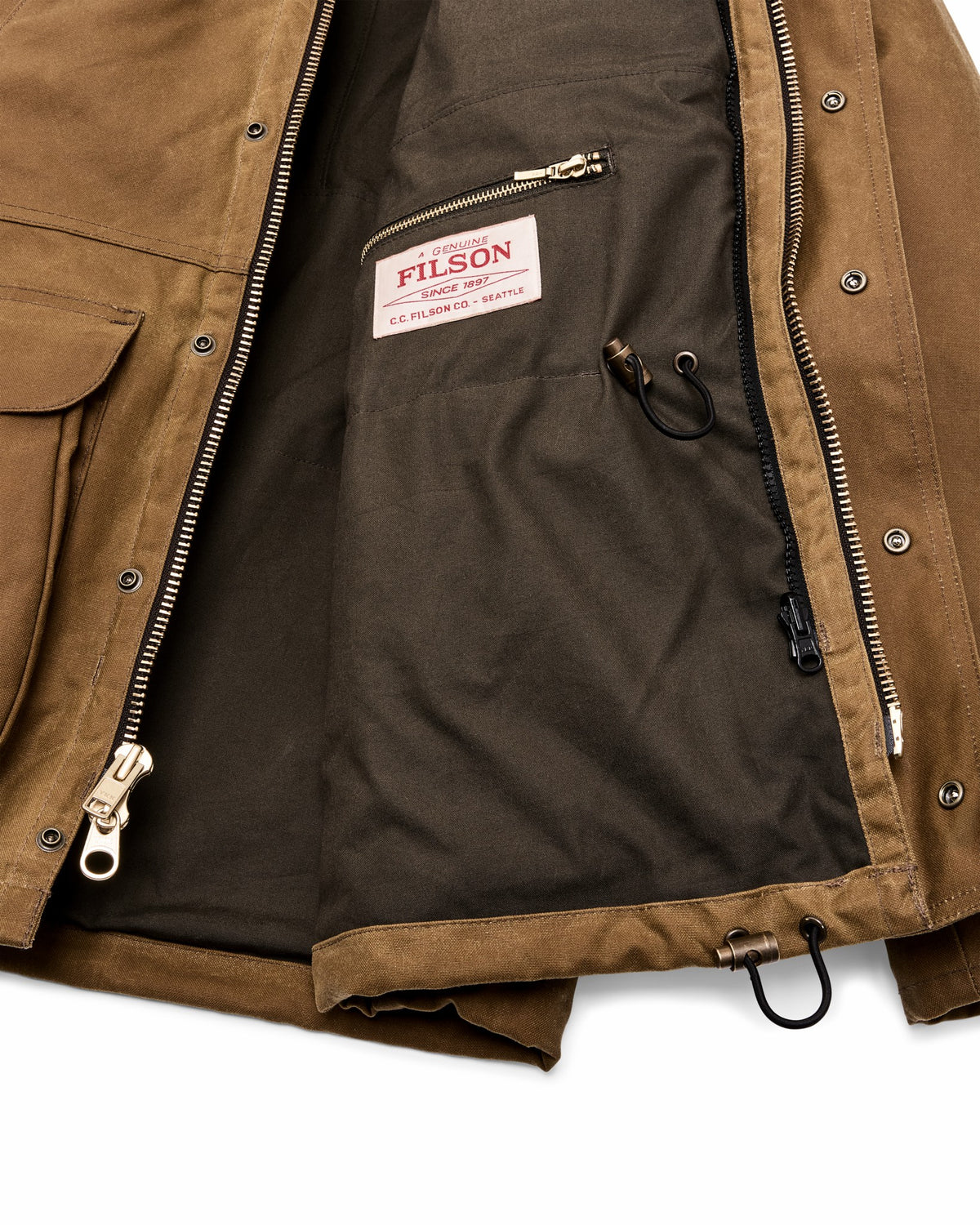 Men Filson Lined Tin Cloth Field Jacket - Dark Tan