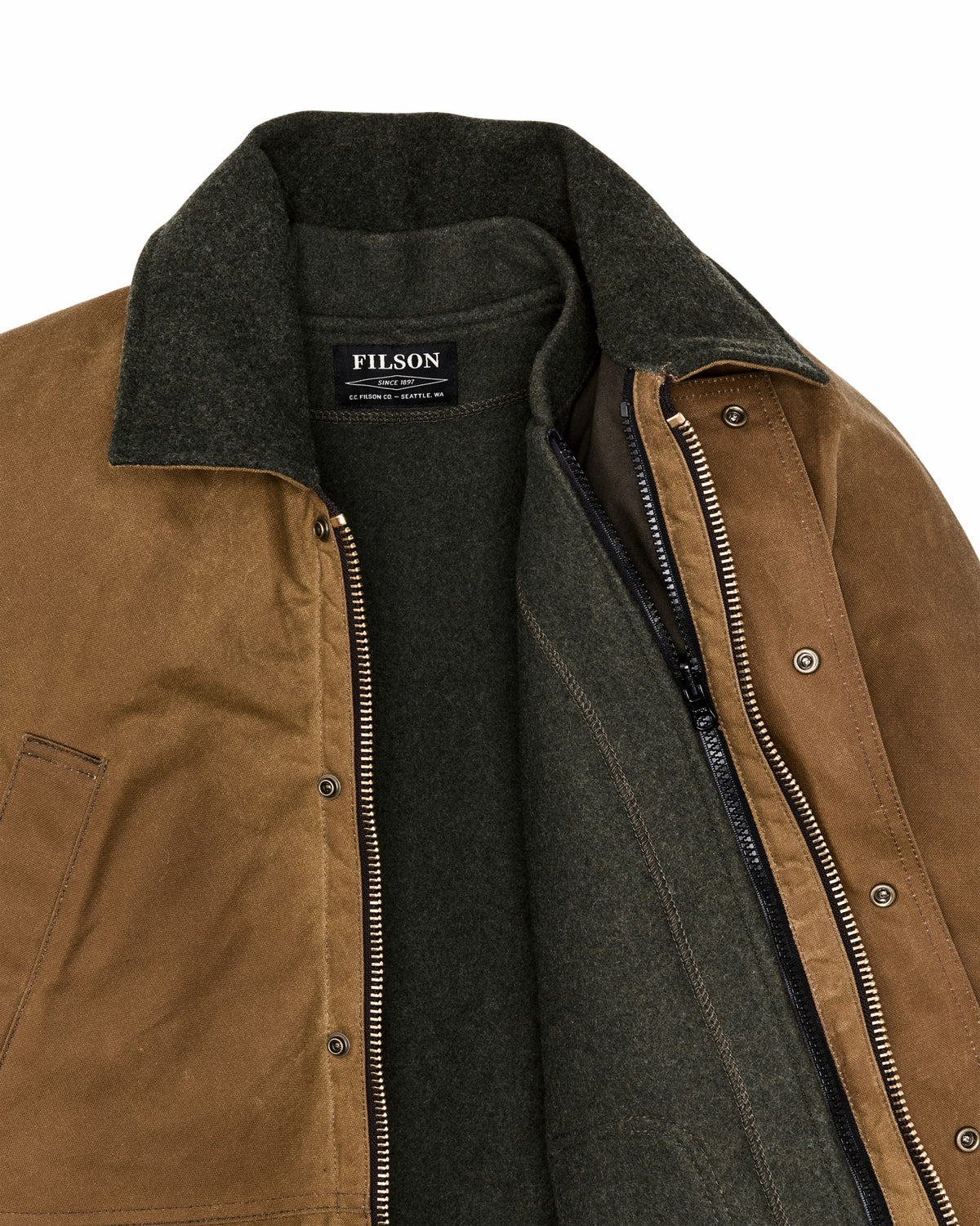 Men Filson Lined Tin Cloth Field Jacket - Dark Tan