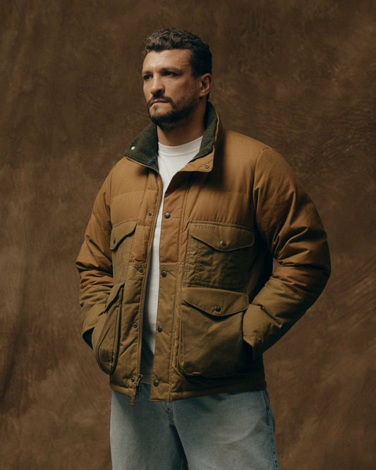 Men Filson Waxed Canvas Down Cruiser Jacket
