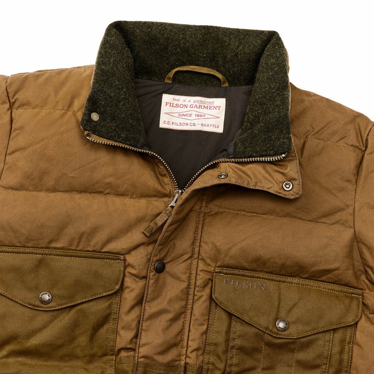 Men Filson Waxed Canvas Down Cruiser Jacket
