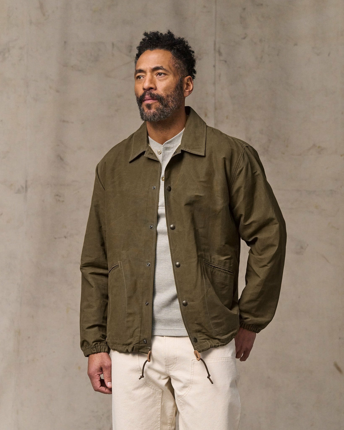 Men Filson Dry Wax Windbreaker - Military Olive