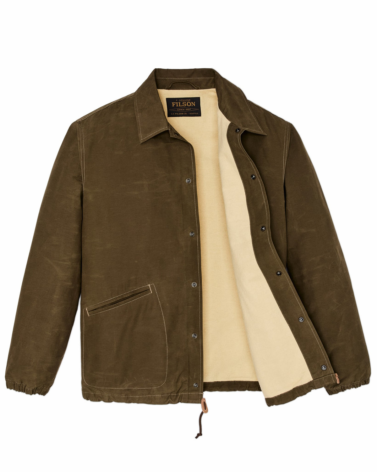 Men Filson Dry Wax Windbreaker - Military Olive