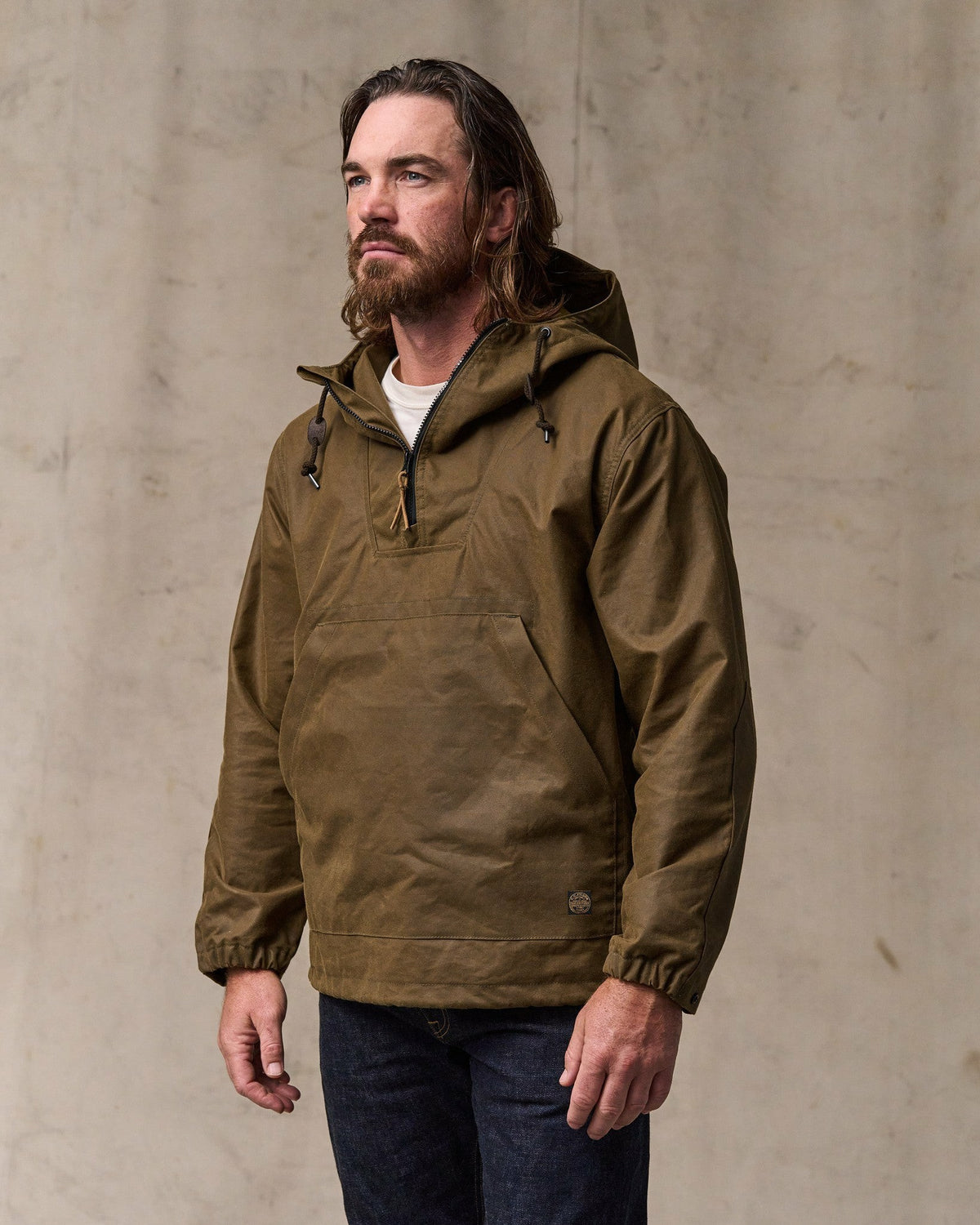Men Filson Shelter Cloth Waxed Anorak - Dark Tan