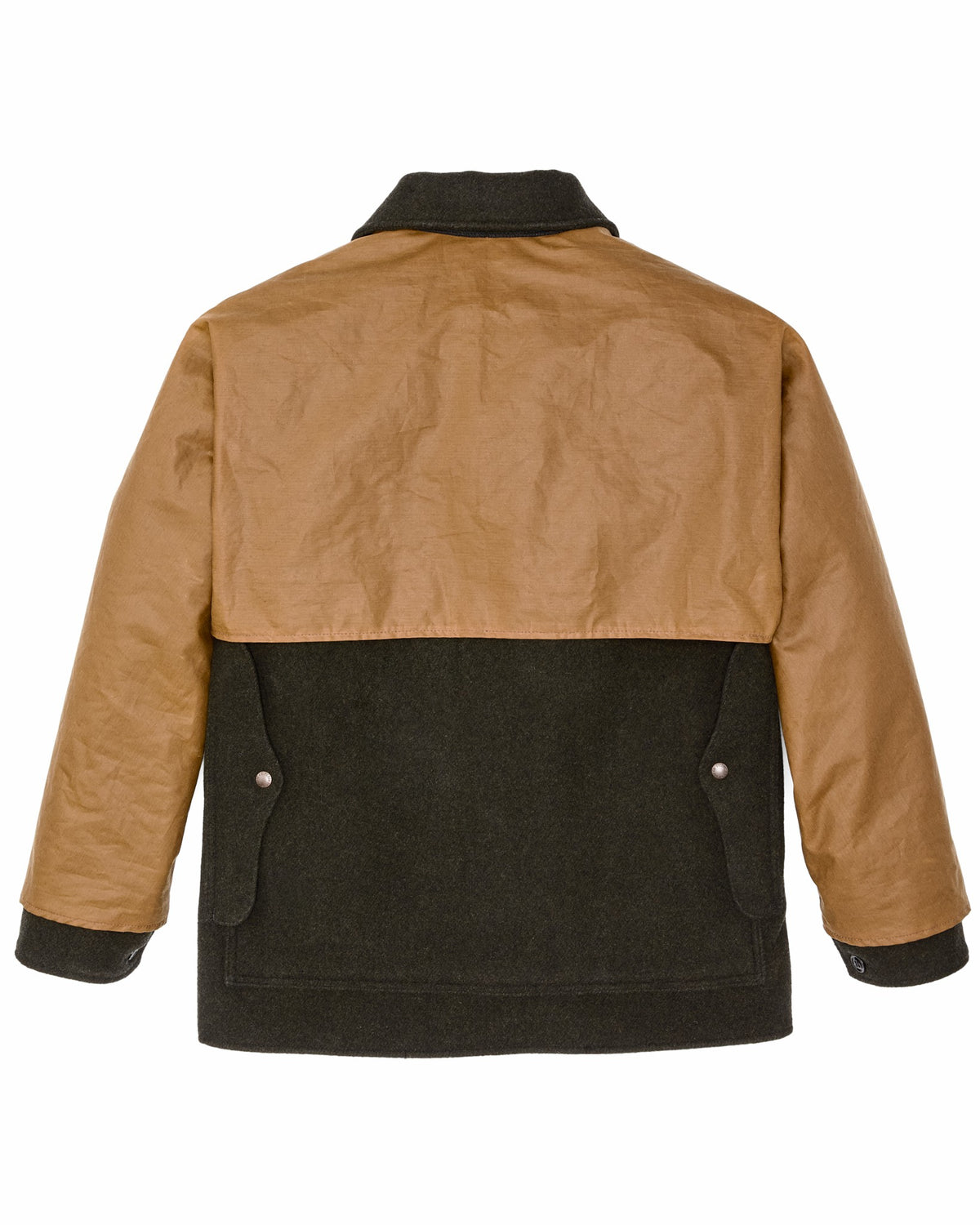 Men Filson Mackinaw Wool Caped Cruiser Jacket - Peat Black / Dark Tan