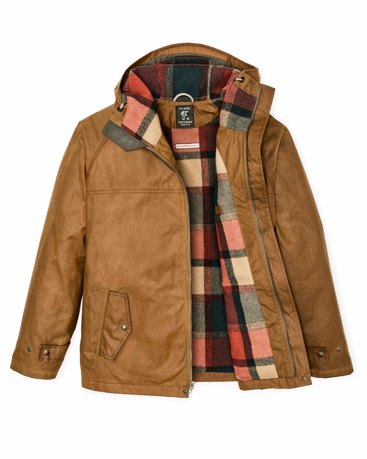 Men Filson Filson X Freeman Wool Lined Raincoat - Dark Tan / Amber Spruce