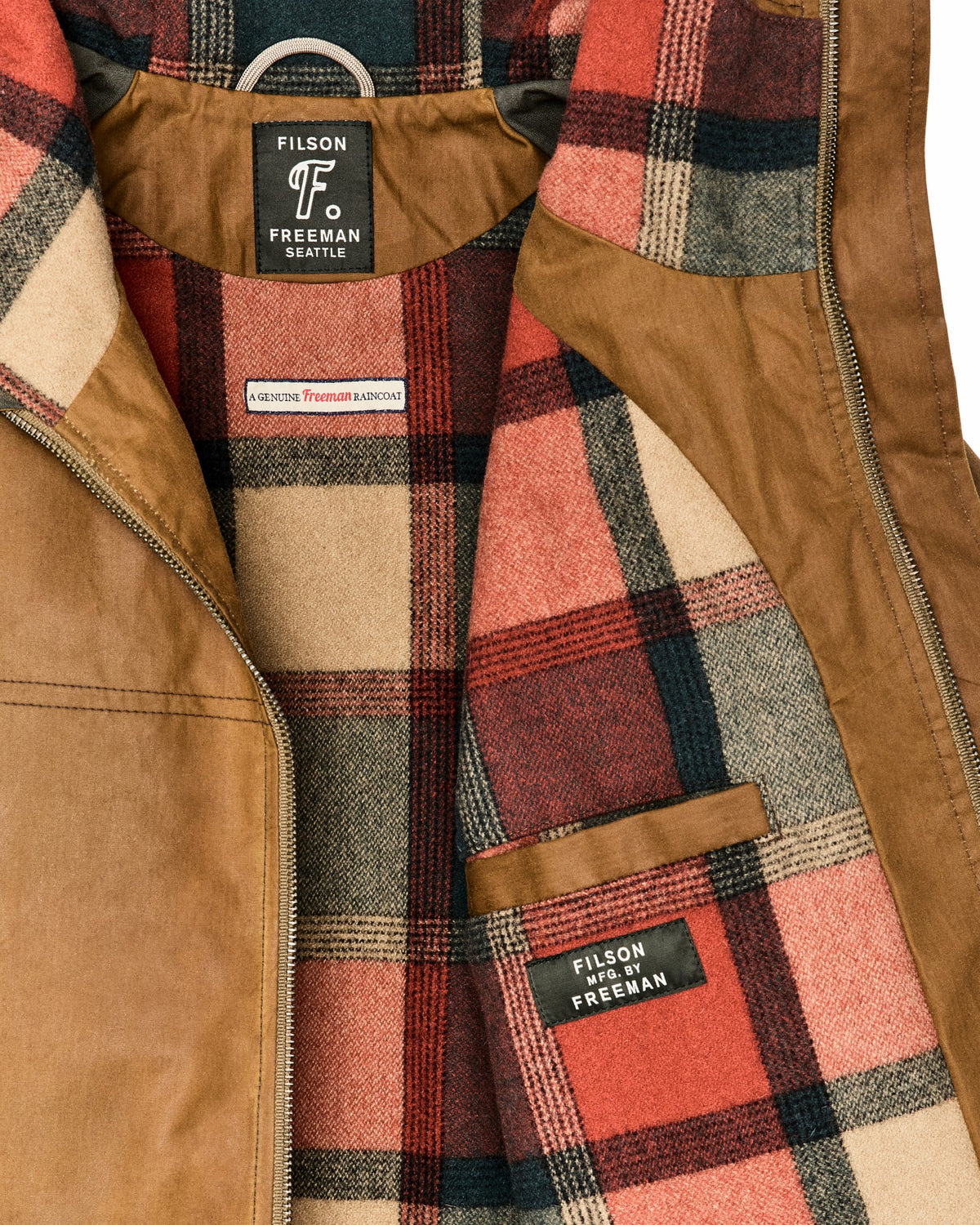 Men Filson Filson X Freeman Wool Lined Raincoat - Dark Tan / Amber Spruce