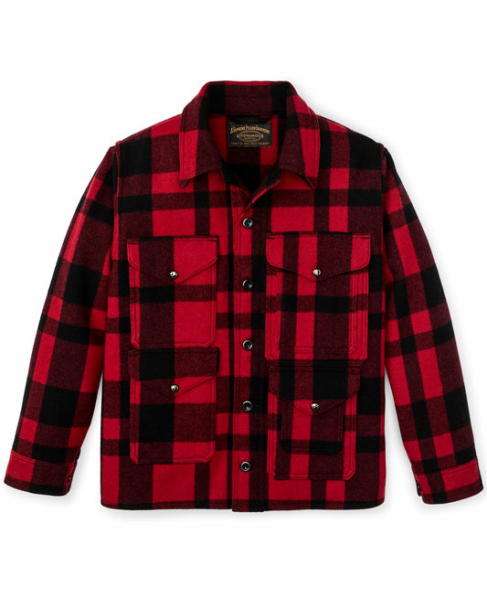 Men Filson 1940s Mackinaw Wool Cruiser Jacket - Red / Black Heritage Plaid
