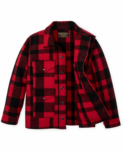 Men Filson 1940s Mackinaw Wool Cruiser Jacket - Red / Black Heritage Plaid