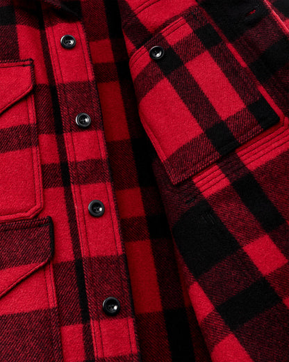 Men Filson 1940s Mackinaw Wool Cruiser Jacket - Red / Black Heritage Plaid