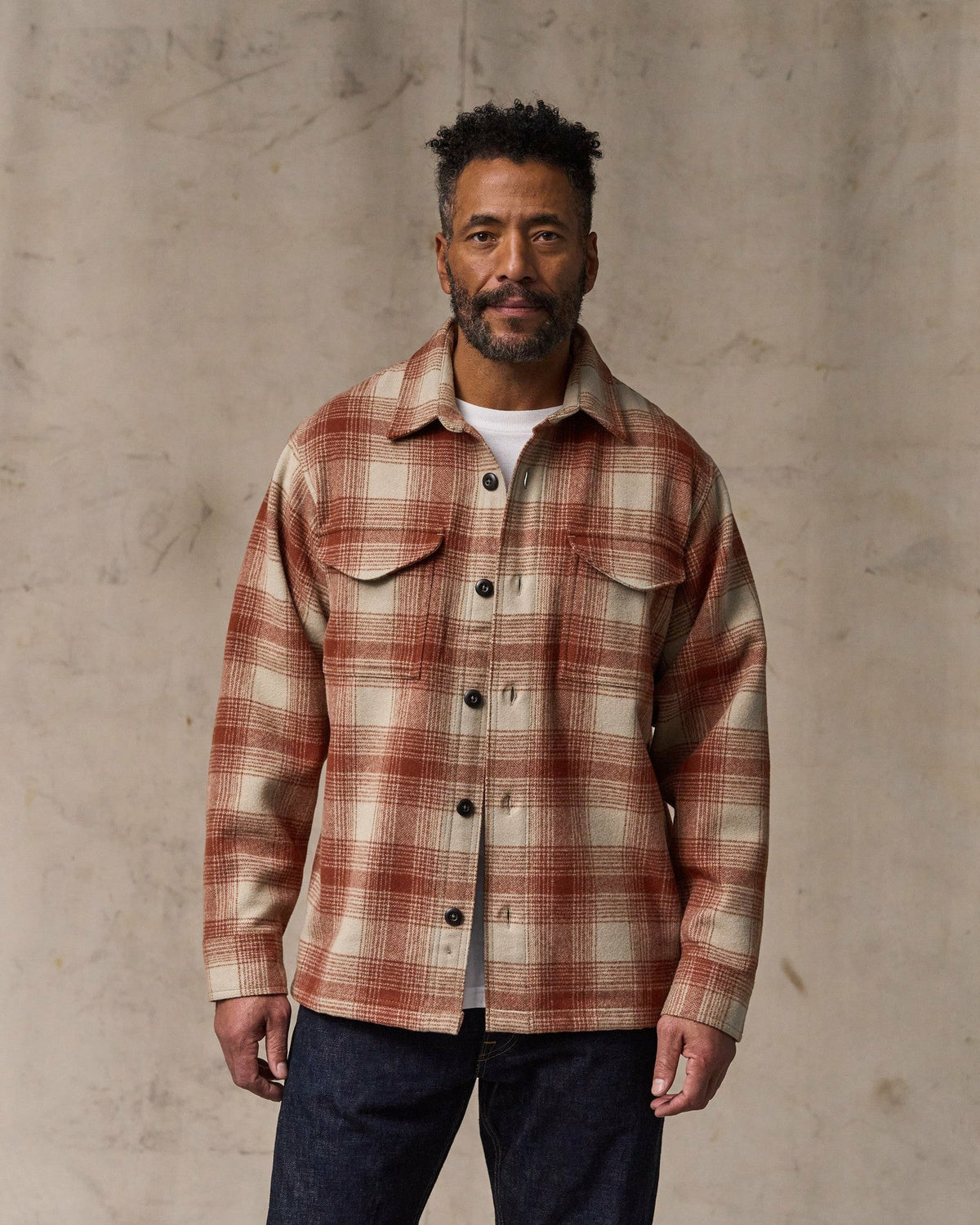 Men Filson Wool Jac-shirt - Brick Multi Plaid
