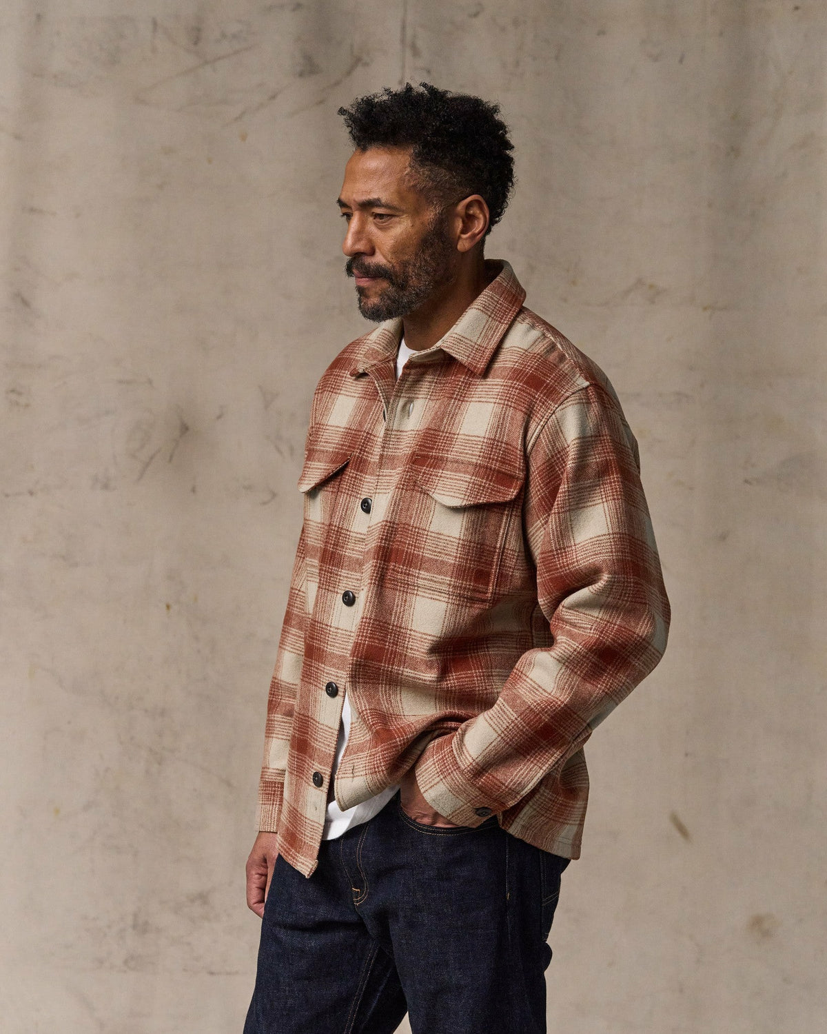 Men Filson Wool Jac-shirt - Brick Multi Plaid