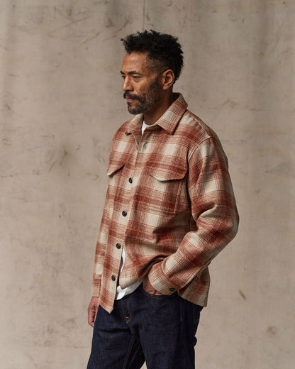 Men Filson Wool Jac-shirt - Brick Multi Plaid