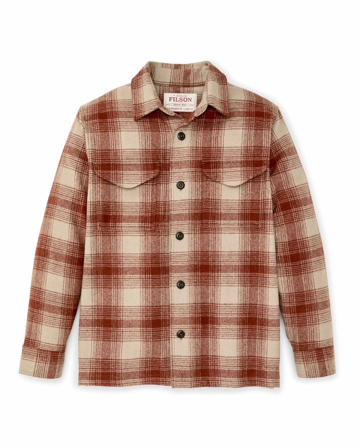 Men Filson Wool Jac-shirt - Brick Multi Plaid