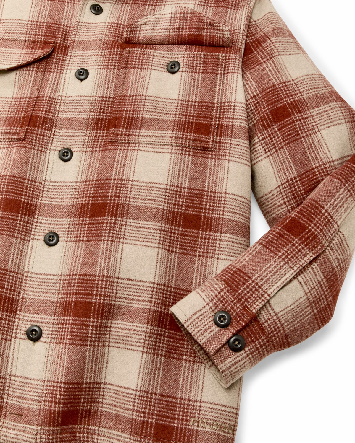 Men Filson Wool Jac-shirt - Brick Multi Plaid