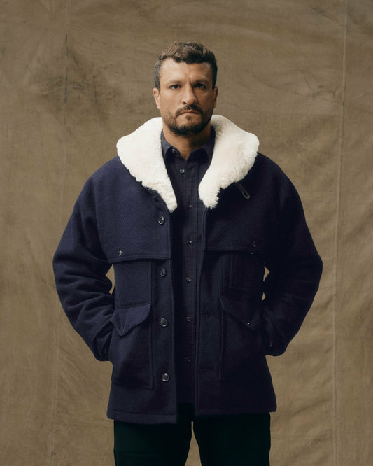 Men Filson Lined Mackinaw Wool Packer Coat - Dark Navy