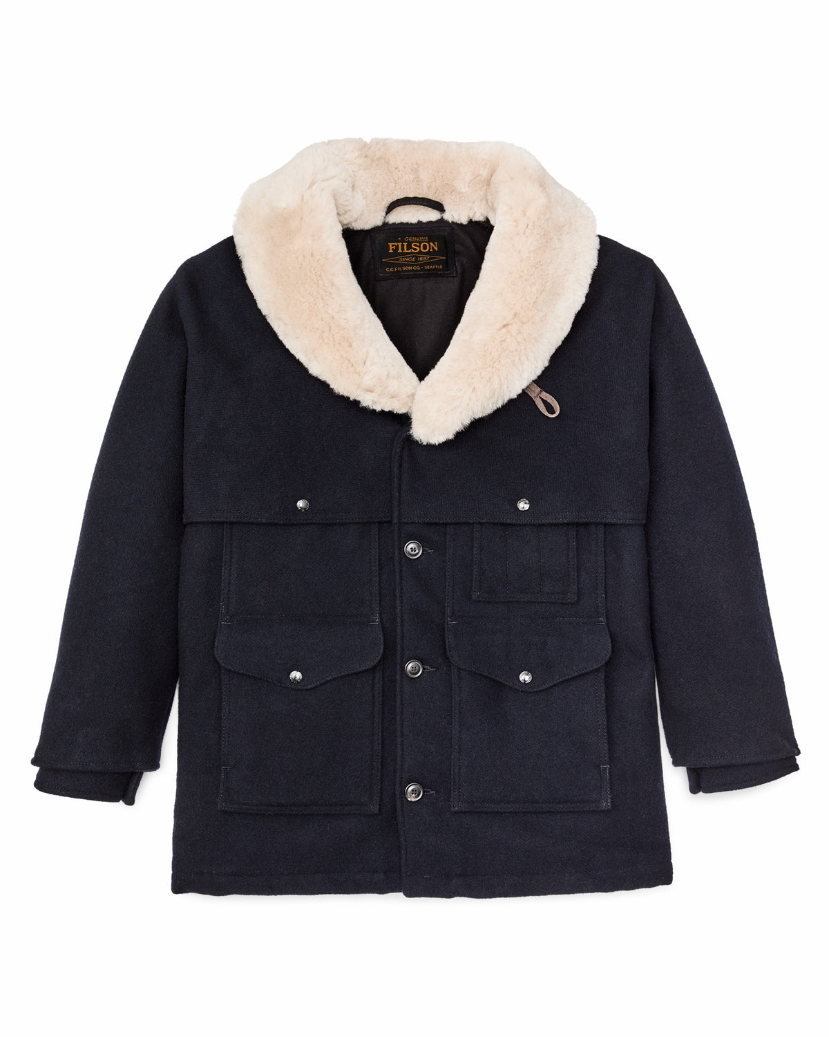 Men Filson Lined Mackinaw Wool Packer Coat - Dark Navy