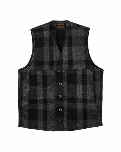 Men Filson Mackinaw Wool Vest - Charcoal / Black Heritage Plaid