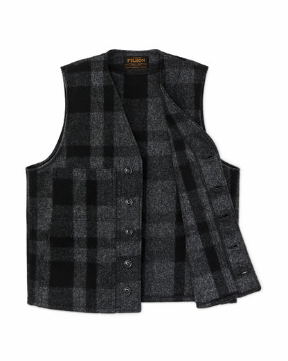 Men Filson Mackinaw Wool Vest - Charcoal / Black Heritage Plaid