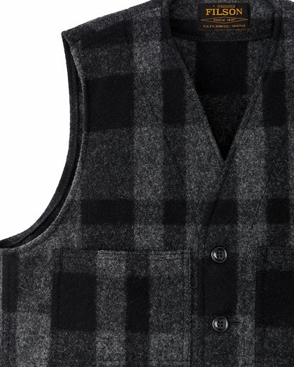Men Filson Mackinaw Wool Vest - Charcoal / Black Heritage Plaid