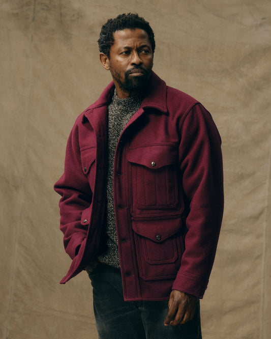 Men Filson 1940s Mackinaw Wool Cruiser Jacket - Wine