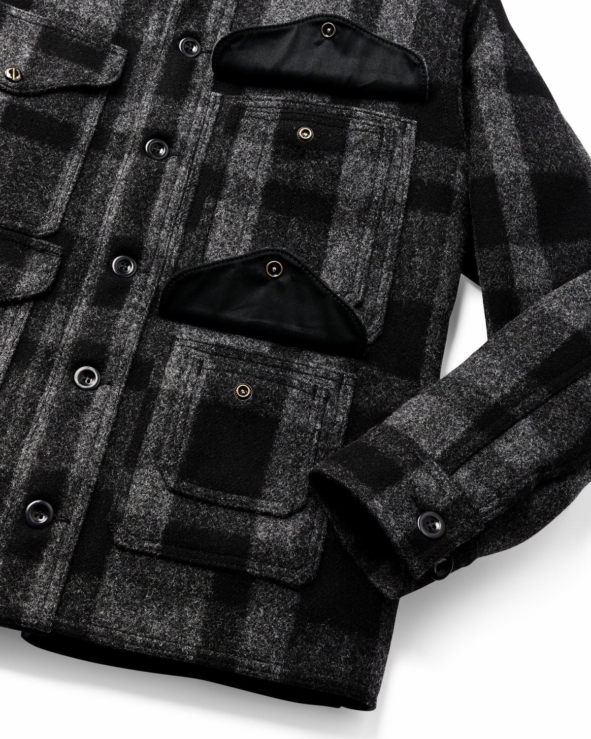 Men Filson 1940s Mackinaw Wool Cruiser Jacket - Charcoal / Black Heritage Plaid