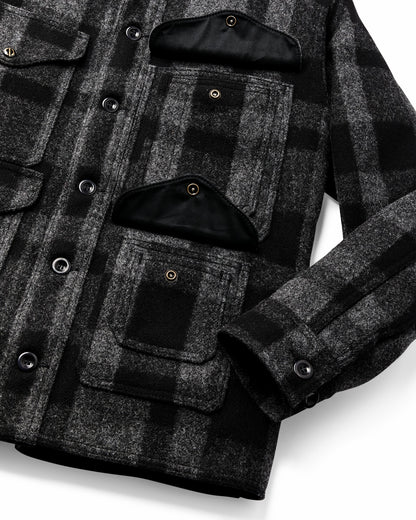 Men Filson 1940s Mackinaw Wool Cruiser Jacket - Charcoal / Black Heritage Plaid