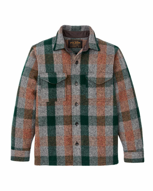 Men Filson Mackinaw Wool Jac-shirt - Green / Orange / Gray Plaid