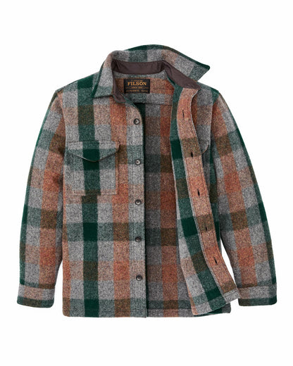 Men Filson Mackinaw Wool Jac-shirt - Green / Orange / Gray Plaid