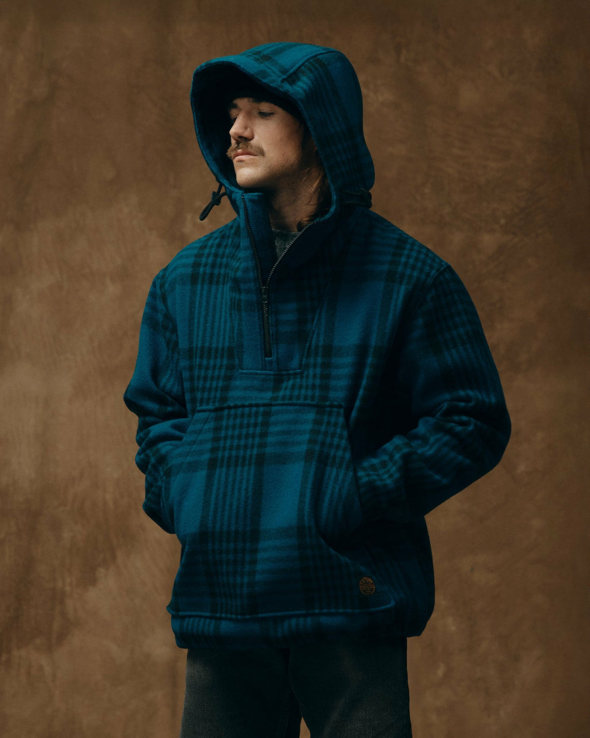 Men Filson Mackinaw Wool Anorak - Blue / Black Plaid