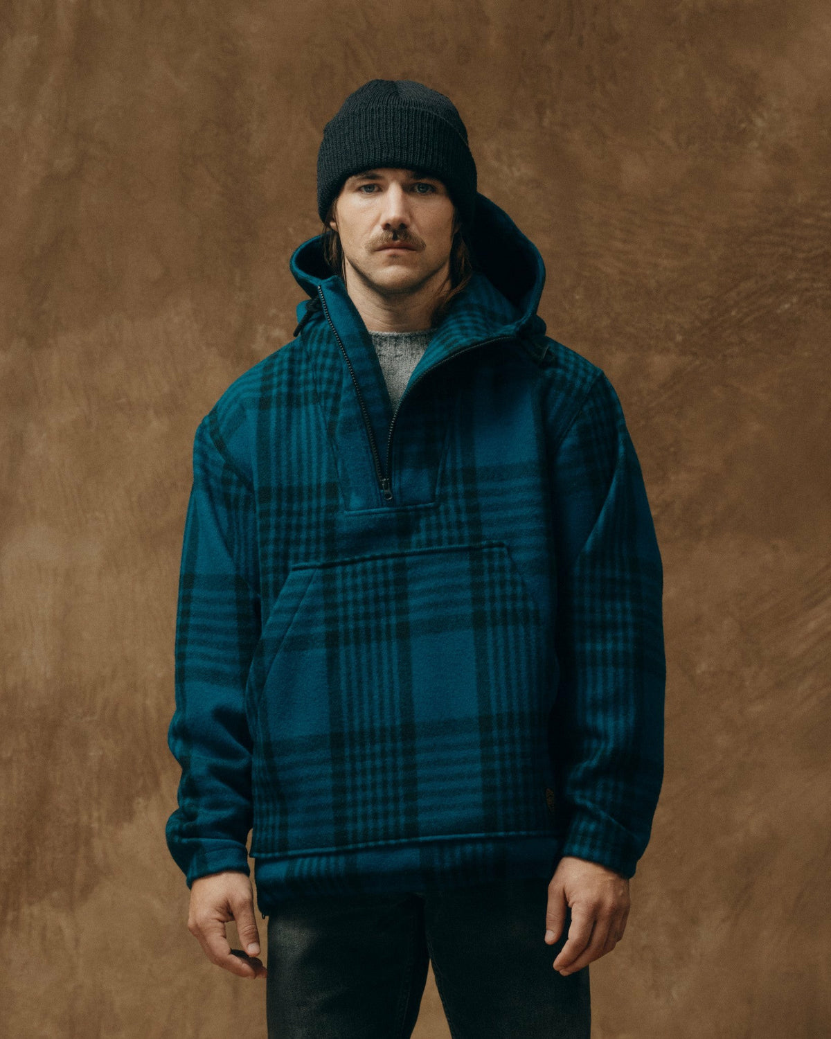 Men Filson Mackinaw Wool Anorak - Blue / Black Plaid