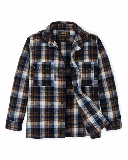 Men Filson Wool Jac-shirt - Brown / Light Blue Multi Plaid