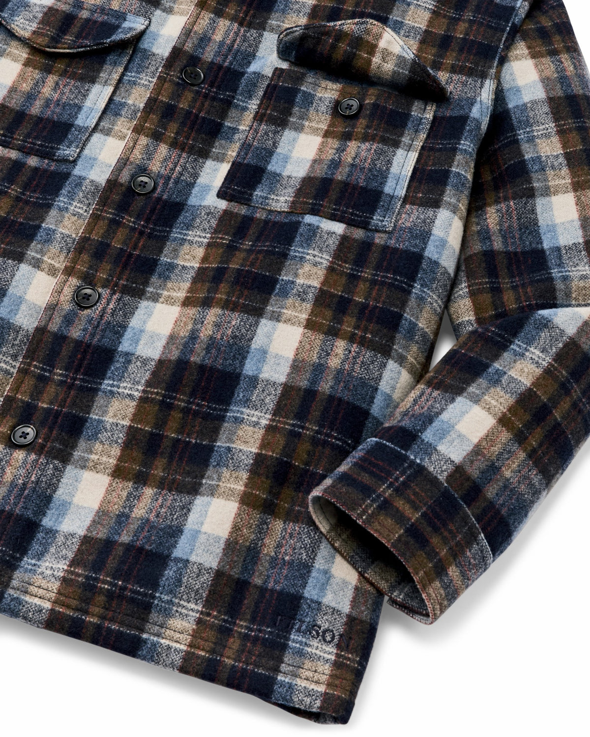 Men Filson Wool Jac-shirt - Brown / Light Blue Multi Plaid