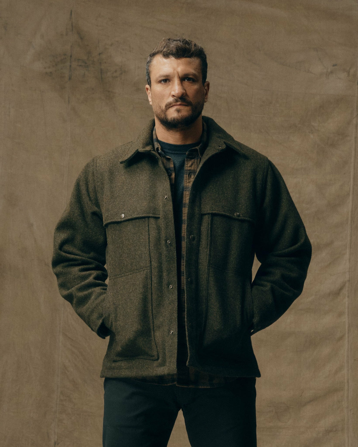 Men Filson Mackinaw Wool Cape Coat - Forest Green