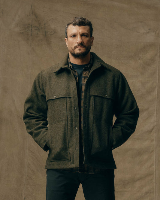 Men Filson Mackinaw Wool Cape Coat - Forest Green