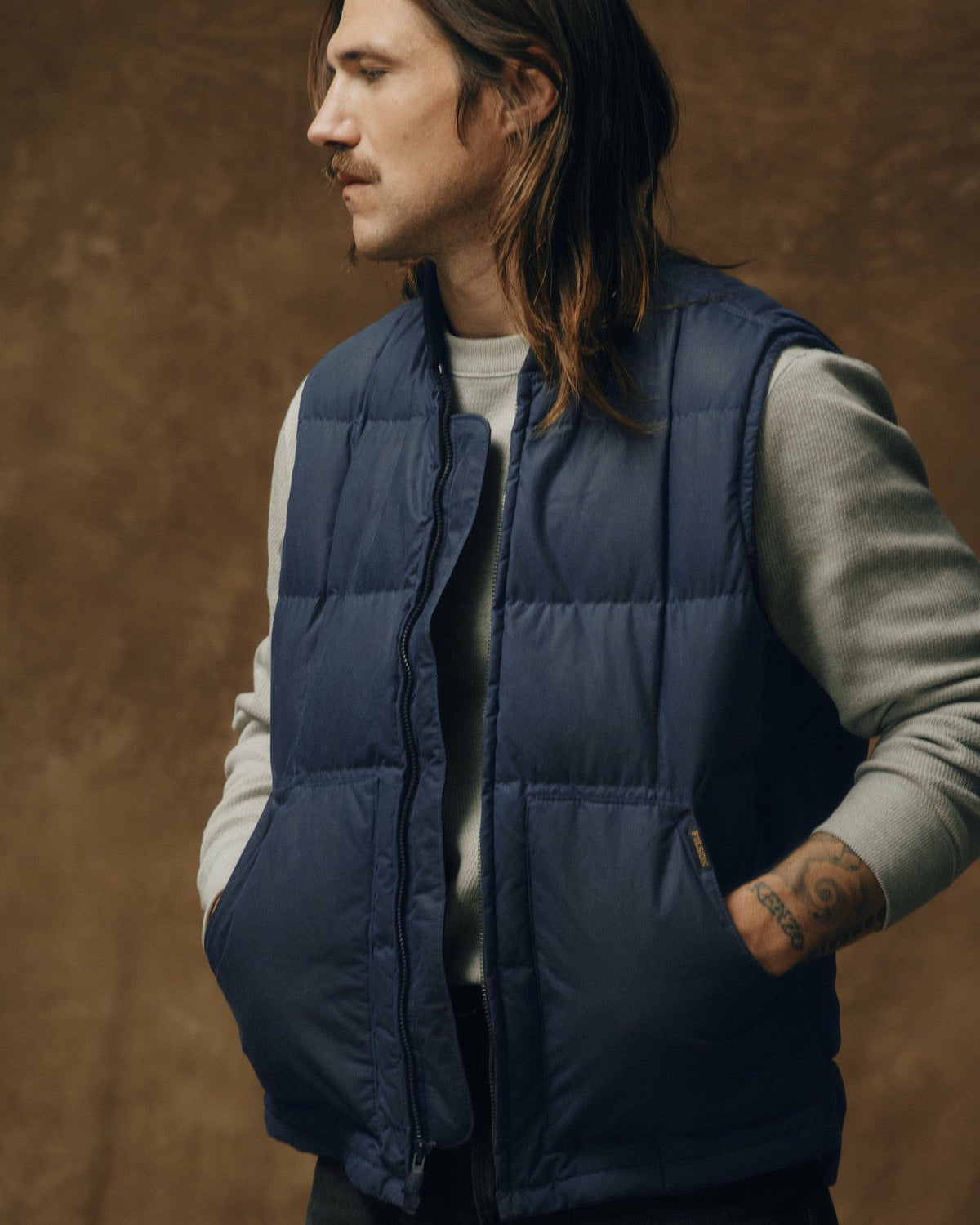 Men Filson Waxed Down Vest - Night Sky